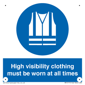 High visibility clothing must be worn Mandatory Sign